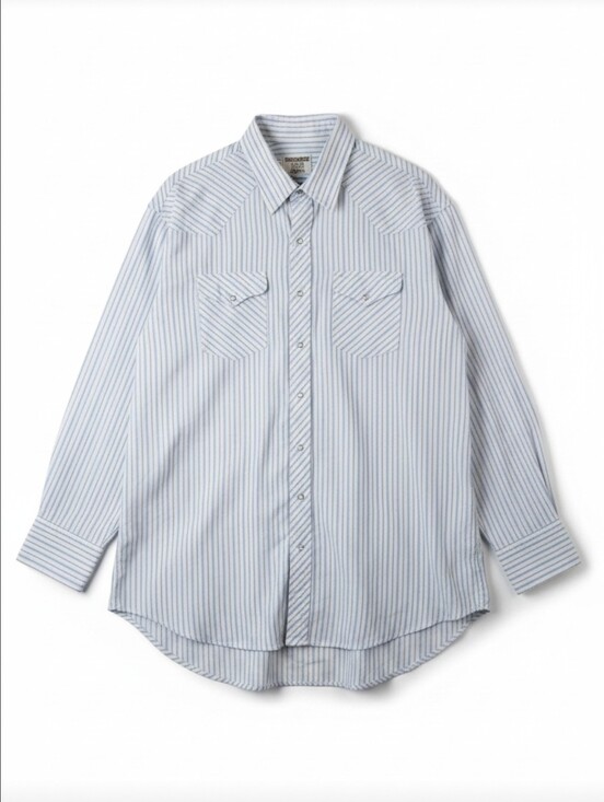 Ruddock Other - Vintage Ruddock Western Pearl Snap Shirt 5XL Blue Stripe Long Sleeve Cowboy Yoke